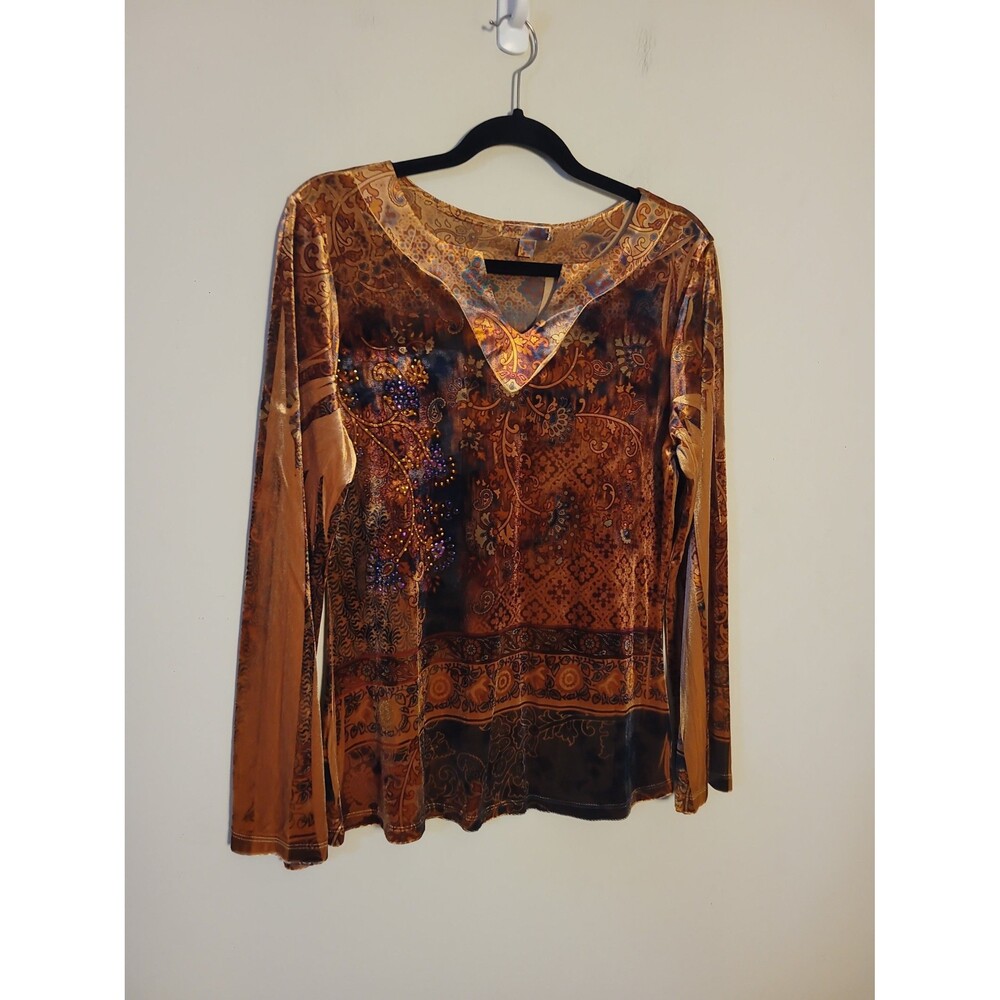Vintage Y2K Whimsical Velour Top Sz M Bohemian Whimsigoth Fairy Grunge - Picture 2 of 7